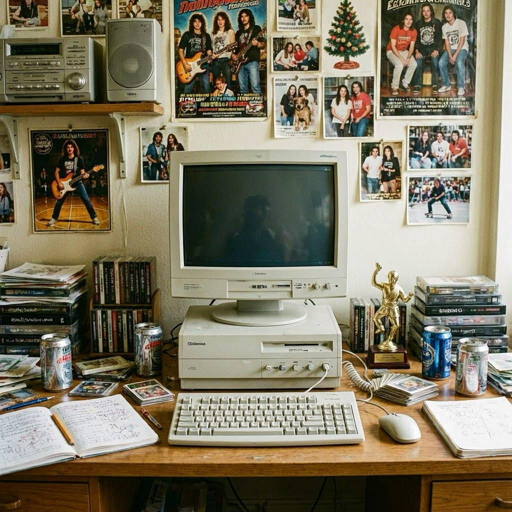 Retro desk with CRT monitor